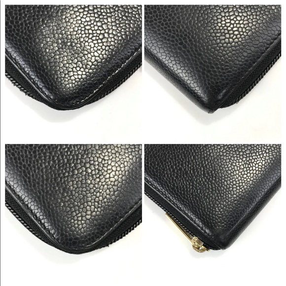 💯 Authentic CHANEL WALLET ROUND ZIP BLACK CAVIAR SKIN COCO - Picture 9 of 11